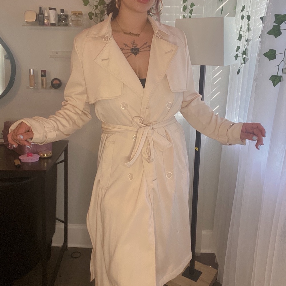 Light cream trench coat